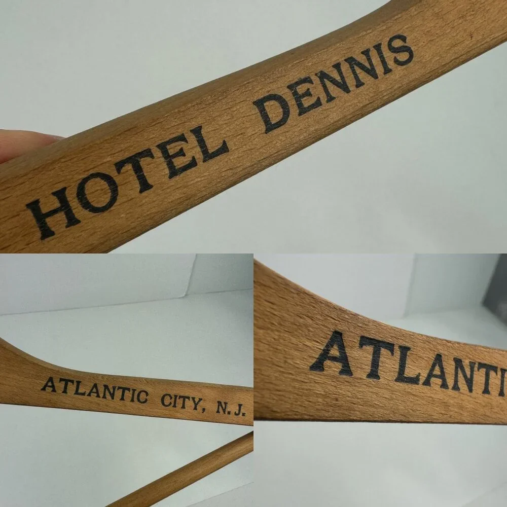 Vtg Tan Wooden Hotel Dennis Atlantic City New Jersey NJ Clothing‎ Jacket Hanger